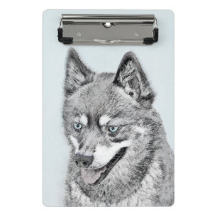 Alaskan Klee Kai Painting - Cute Original Dog Art Mini Clipboard