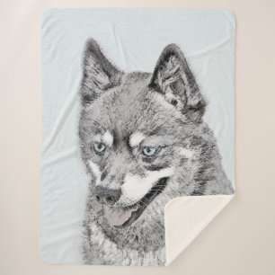 Alaskan Klee Kai Painting - Cute Original Dog Art Sherpa Blanket