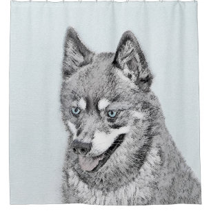 Alaskan Klee Kai Painting - Cute Original Dog Art Shower Curtain
