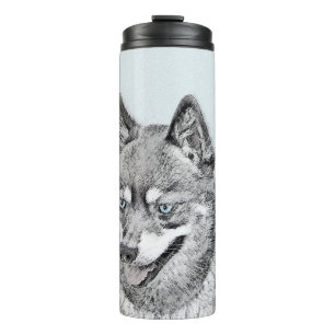 Alaskan Klee Kai Painting - Cute Original Dog Art Thermal Tumbler