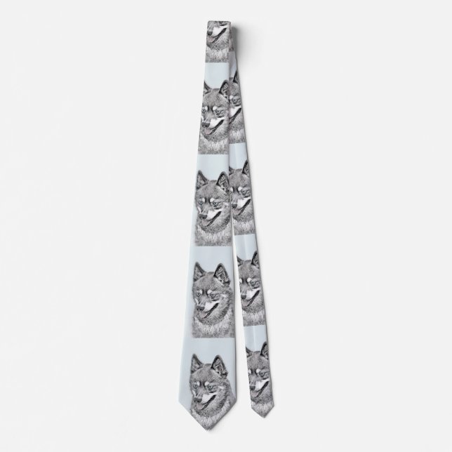 Alaskan Klee Kai Painting - Cute Original Dog Art Tie (Front)