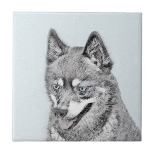 Alaskan Klee Kai Painting - Cute Original Dog Art Tile