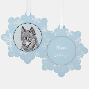 Alaskan Klee Kai Painting - Cute Original Dog Art Tree Decoration Card