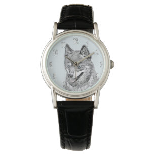 Alaskan Klee Kai Painting - Cute Original Dog Art Watch