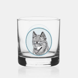 Alaskan Klee Kai Painting - Cute Original Dog Art Whiskey Glass
