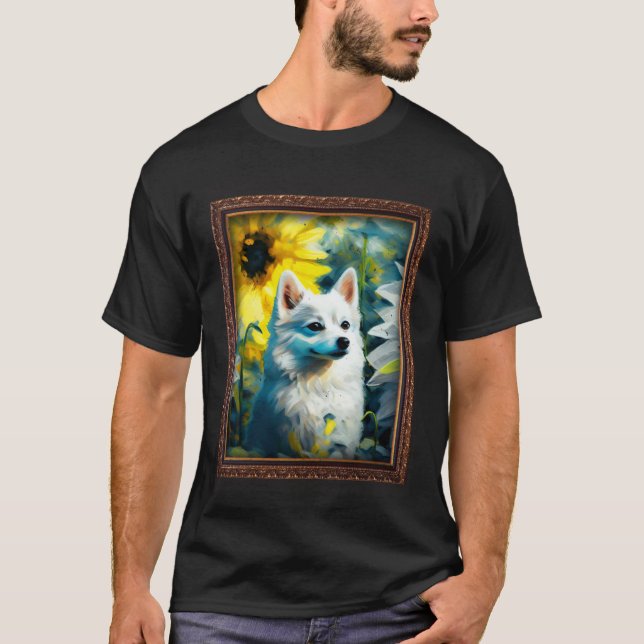 Alaskan Klee Kai Painting Sunflower Flower Mom Wom T-Shirt (Front)