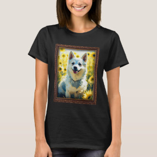 Alaskan Klee Kai Painting Sunflower Flower Mom Wom T-Shirt
