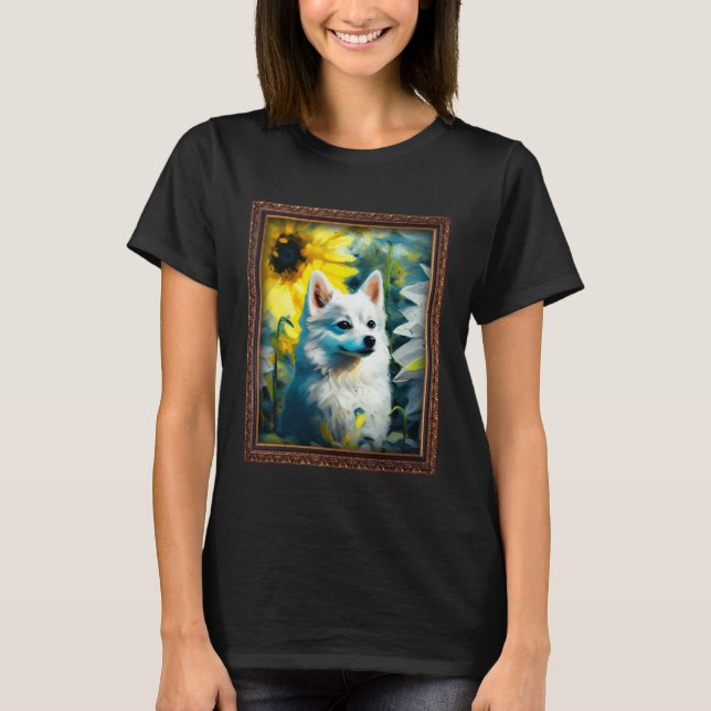 Alaskan Klee Kai Painting Sunflower Flower Mom Wom T-Shirt (Front)