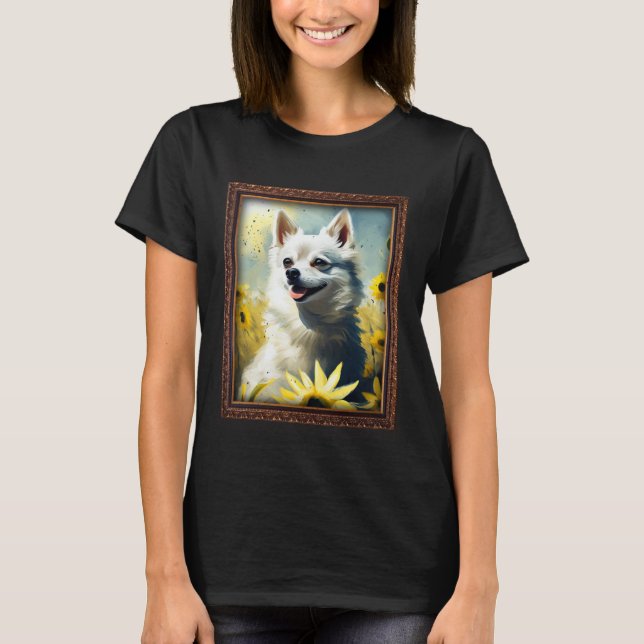Alaskan Klee Kai Painting Sunflower Flower Mom Wom T-Shirt (Front)