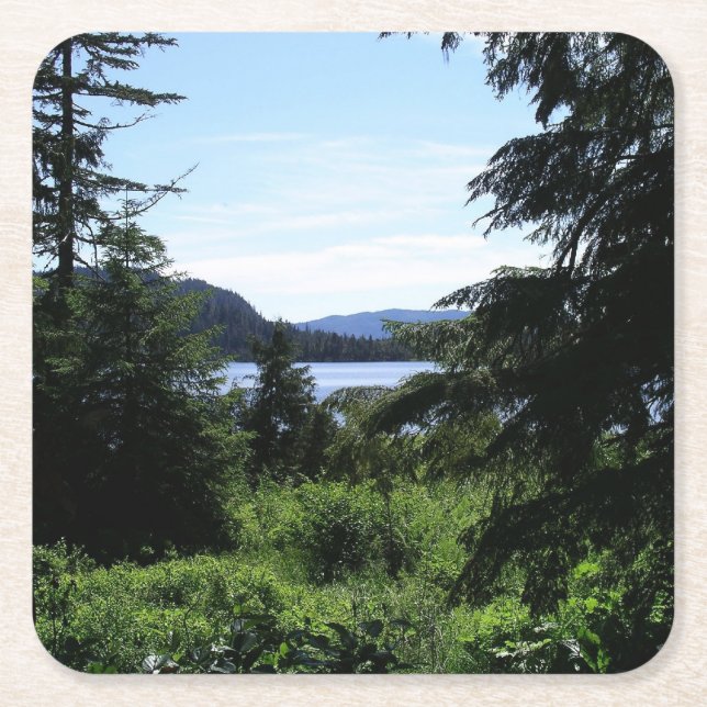 Alaskan Landscape Beautiful Alaska Photography Square Paper Coaster (Front)