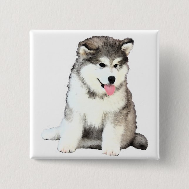 Alaskan Malamute 15 Cm Square Badge (Front)
