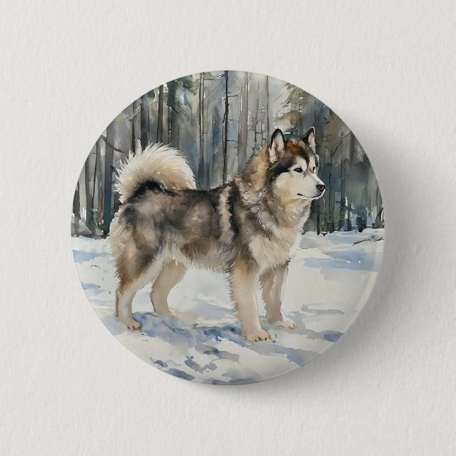 Alaskan Malamute 6 Cm Round Badge (Front)