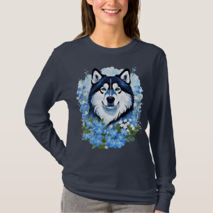 Alaskan Malamute And Forget-Me-Nots Wildflowers T-Shirt