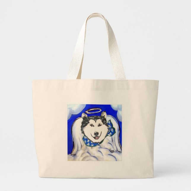 Alaskan Malamute Angel Large Tote Bag (Front)