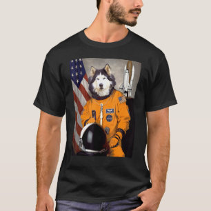Alaskan Malamute Astronaut Proud Patriotic T-Shirt