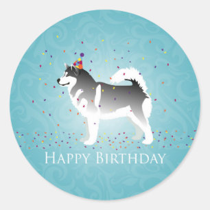 Alaskan Malamute Birthday Design Classic Round Sticker