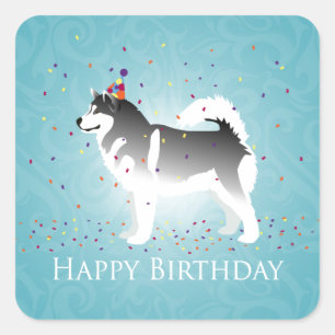 Alaskan Malamute Birthday Design Square Sticker