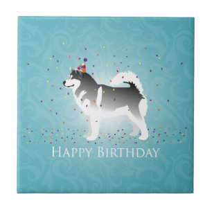 Alaskan Malamute Birthday Design Tile