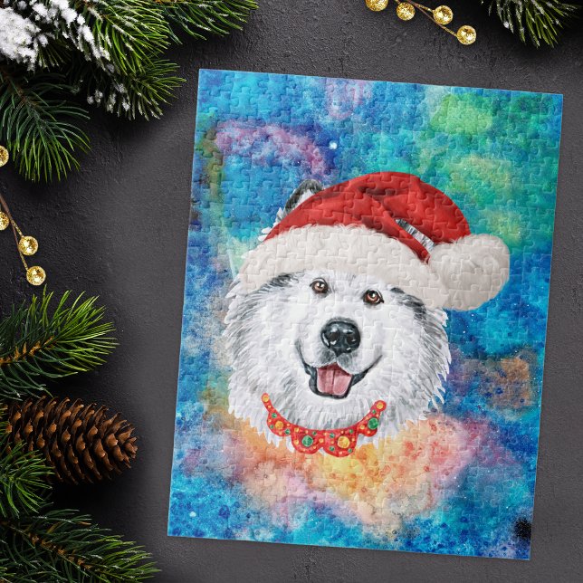 Alaskan Malamute Breed Dog Christmas Pattern Jigsaw Puzzle (Creator Uploaded)