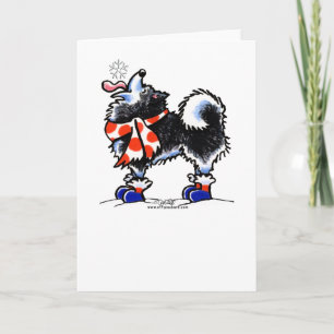 Alaskan Malamute Catch a Snowflake Holiday Card
