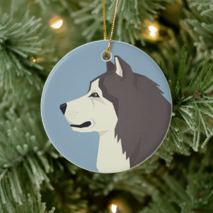 Alaskan Malamute Ceramic Tree Decoration