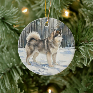 Alaskan Malamute Ceramic Tree Decoration