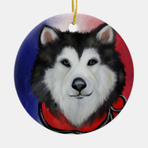 Alaskan Malamute Ceramic Tree Decoration