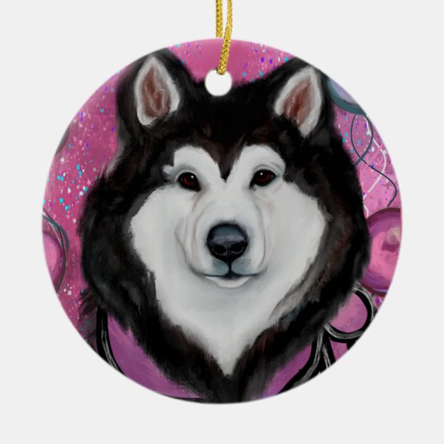 Alaskan Malamute                    Ceramic Tree Decoration (Front)