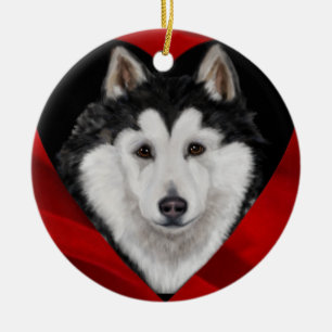 Alaskan Malamute Ceramic Tree Decoration
