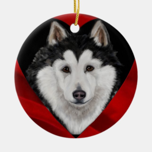 Alaskan Malamute Ceramic Tree Decoration (Front)