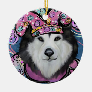 Alaskan Malamute Ceramic Tree Decoration