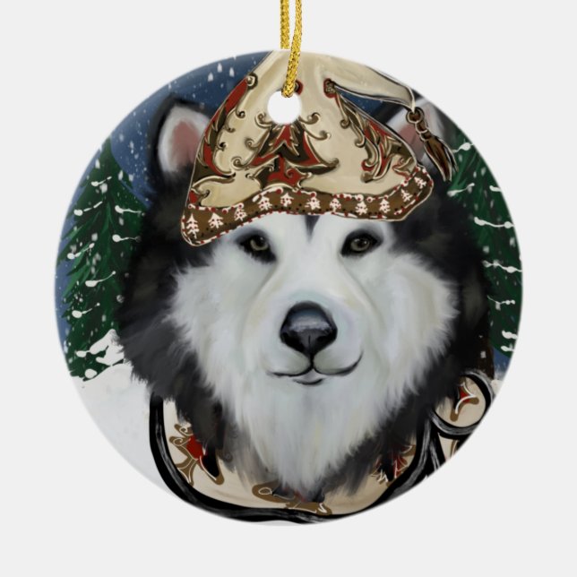 Alaskan Malamute                Ceramic Tree Decoration (Front)