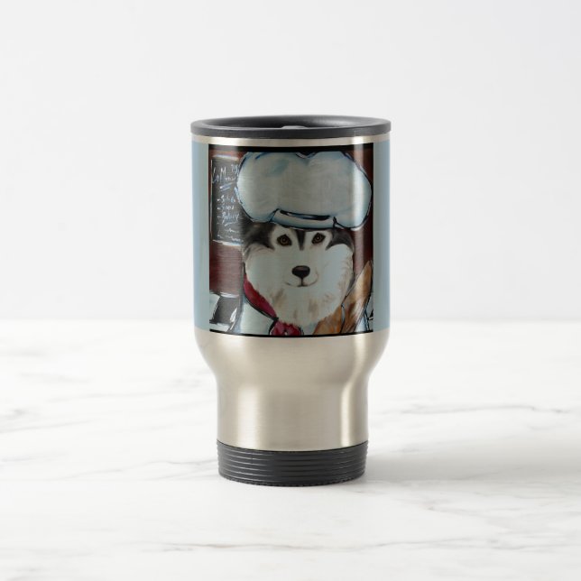 Alaskan Malamute Chef Travel Mug (Center)