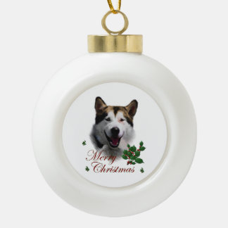 Alaskan Malamute Christmas Art Ornament