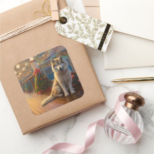 Alaskan Malamute Christmas Cruise: Pawsome Holiday Square Sticker