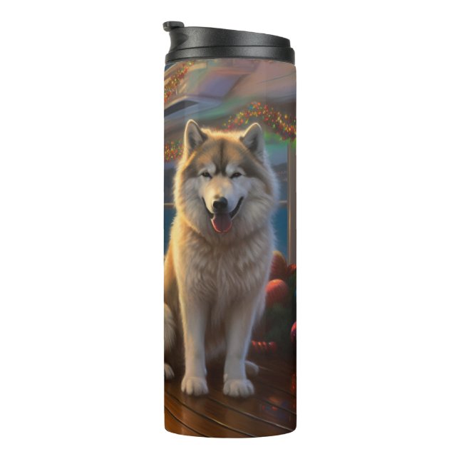 Alaskan Malamute Christmas Cruise: Pawsome Holiday Thermal Tumbler (Rotated Right)