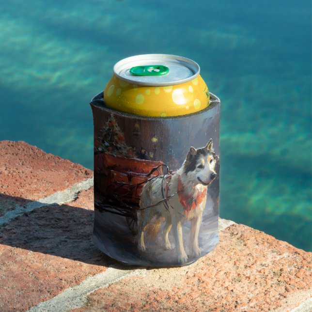 Alaskan Malamute Christmas Festive Season Can Cooler (In Situ Pool)