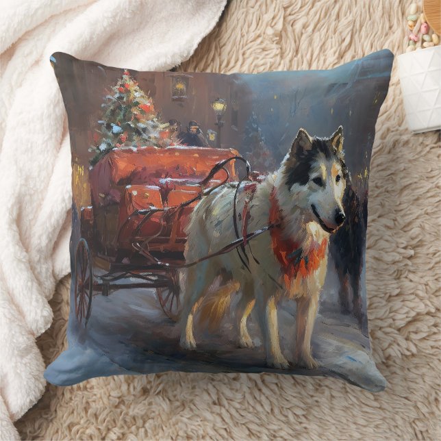 Alaskan Malamute Christmas Festive Season Cushion (Blanket)