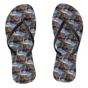 Alaskan Malamute Christmas Festive Season Flip Flops
