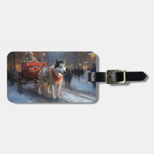 Alaskan Malamute Christmas Festive Season Luggage Tag