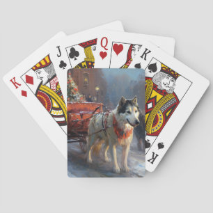 Alaskan Malamute Christmas Festive Season Playing Cards