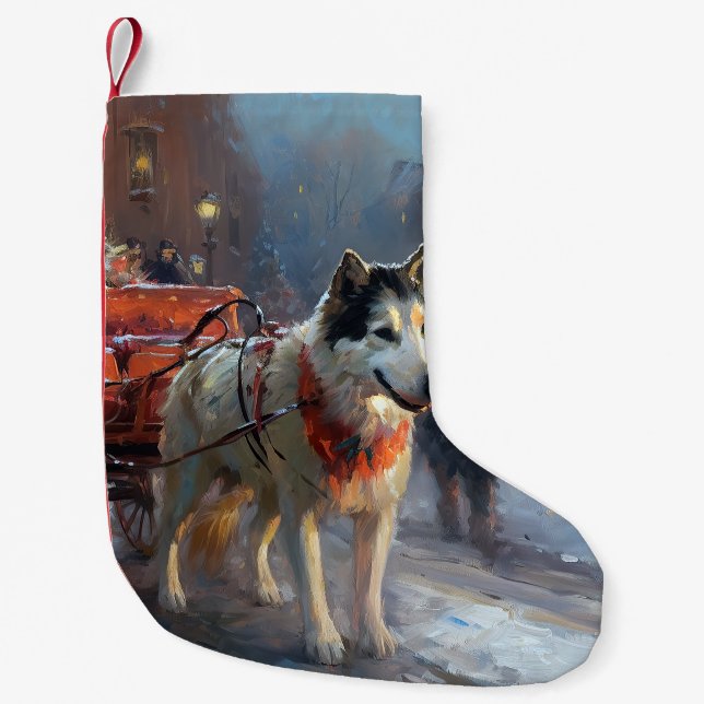 Alaskan Malamute Christmas Festive Season Small Christmas Stocking (Front)