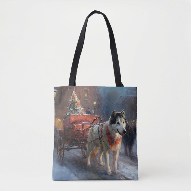 Alaskan Malamute Christmas Festive Season Tote Bag (Front)