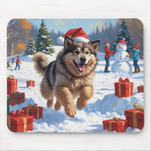 Alaskan Malamute Christmas Festive Snow Scene Mouse Mat