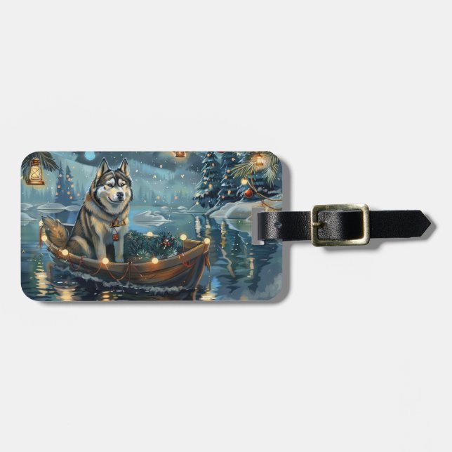 Alaskan Malamute Christmas Festive Voyage Luggage Tag (Front Horizontal)