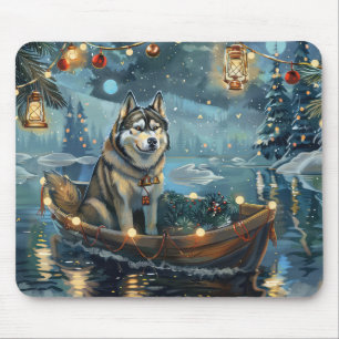 Alaskan Malamute Christmas Festive Voyage Mouse Mat