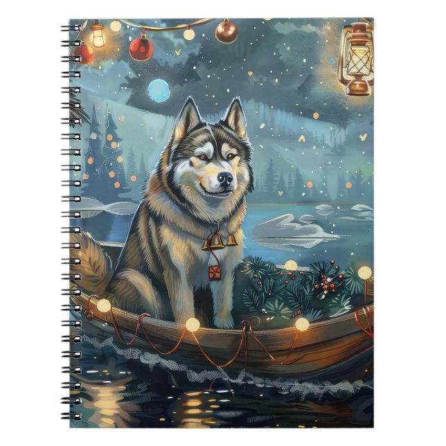 Alaskan Malamute Christmas Festive Voyage Notebook (Front)