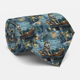 Alaskan Malamute Christmas Festive Voyage Tie