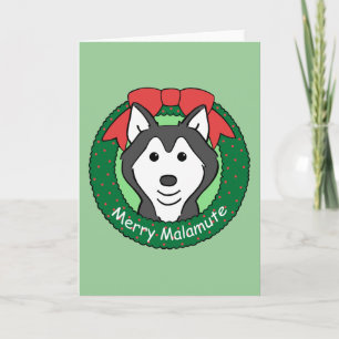 Alaskan Malamute Christmas Holiday Card