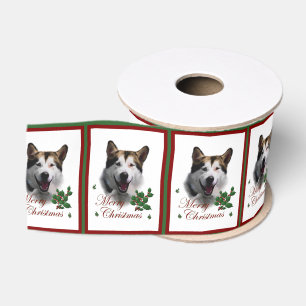 Alaskan Malamute Christmas Merry Grosgrain Ribbon